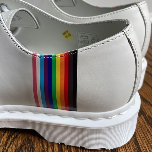 Dr. Martens White Oxford Shoes with Rainbow Accent